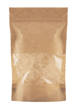 Пакет Дой-пак 105*150 "30+30" мм бумажный с окном 40 мм zip-lock КРАФТ