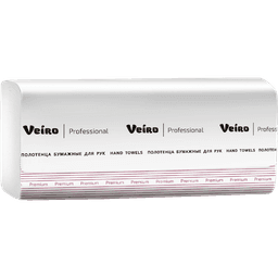 Полотенце бумажное 2-х/двухслойное V сл, Veiro Professional Lite, Белое (190 лист.упак)
