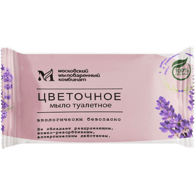 Мыло кусковое 100 гр туалетное "Цветочное" в цвет. оберт. флоупак марки Ординарное ММК