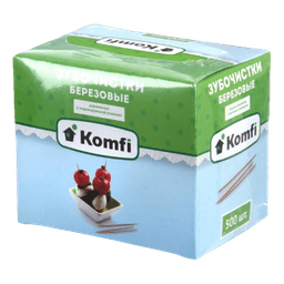 Зубочистки березовые в индивидуальной упак. KOMFI (500 шт.упак)