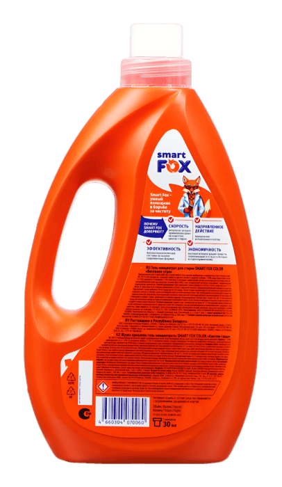 Гель-концентрат для стирки белья 2,04 л SMART FOX, COLOR Горный эдельвейс Гель-концентрат для стирки белья 2,04 л SMART FOX, COLOR Горный эдельвейс